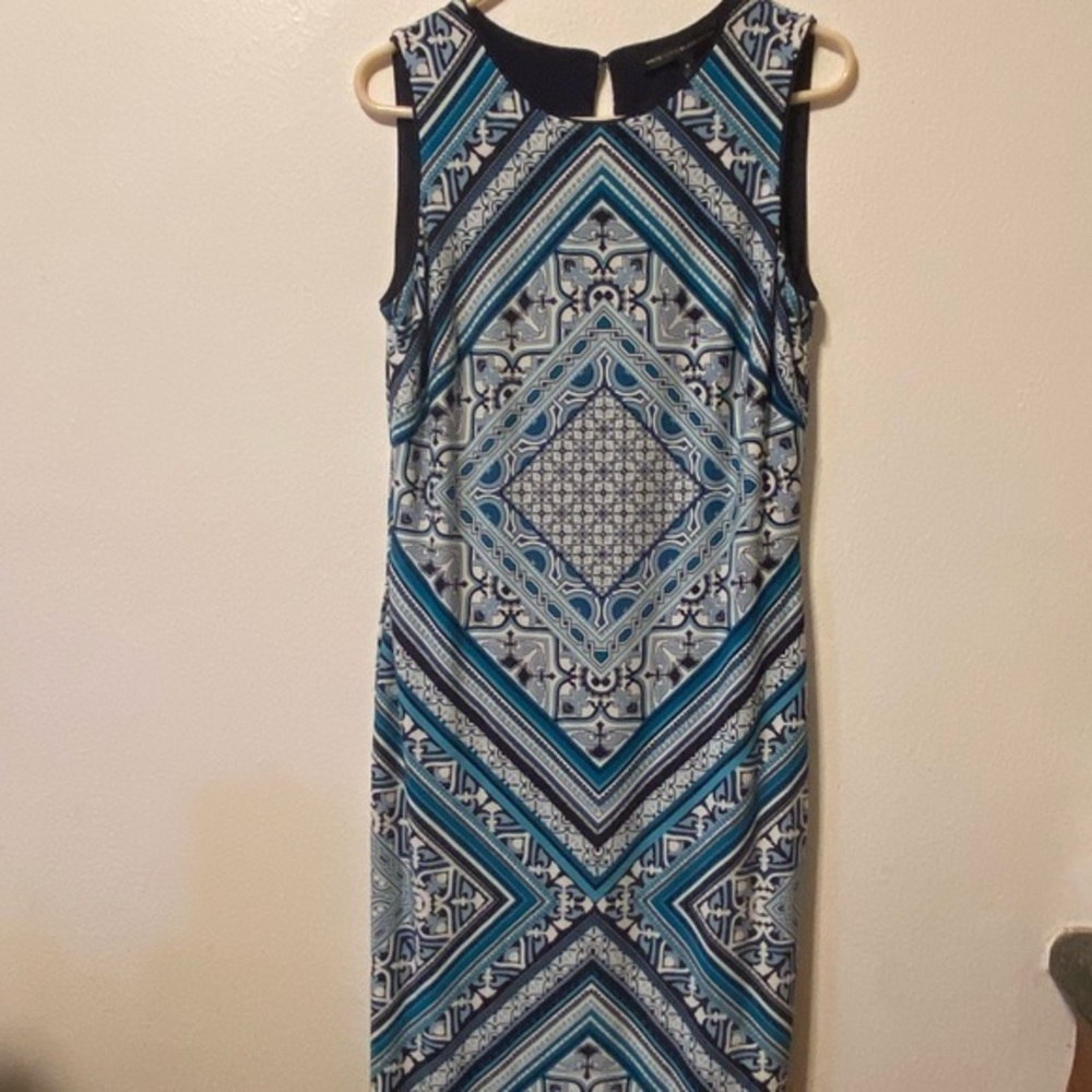 White House Black Market Blue Midi‎ Dress Elegant Design Cottagecore Size Medium